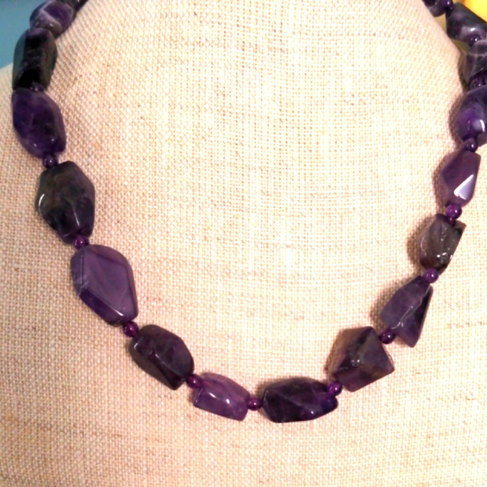 Cape Amethyst Nugget Necklace New Gold Plated Clasp 18 Genuine Gemstones